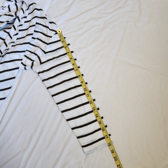 Talbots twin set cardigan tank top olive green white striped stretchy knit S - Picture 11 of 11